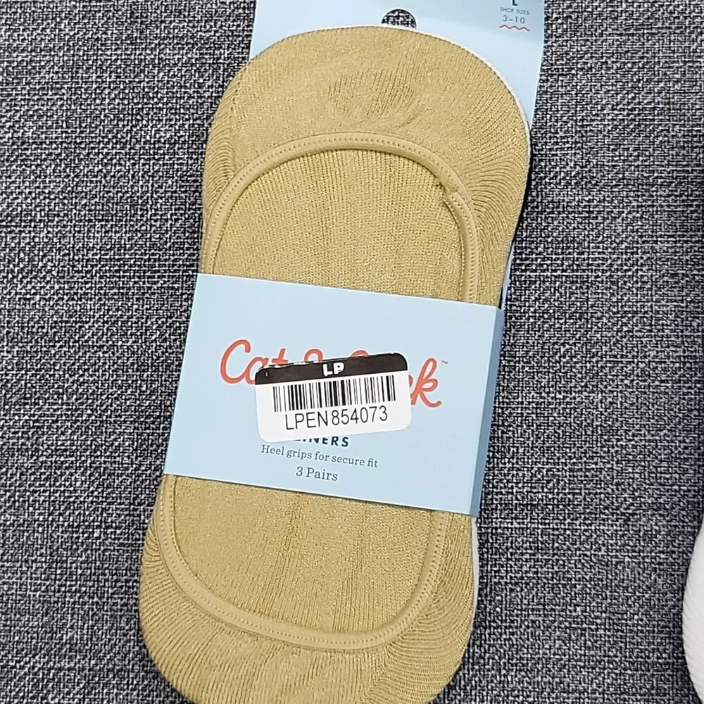 Girls' 3pk Liner Socks Set of 3 - Cat & Jack Size Large Shoe Size 3-10